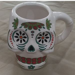 Sugar Skull Shaped Mug Dia De Los Muertos- Day Of The Dead